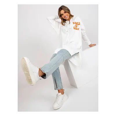 White-orange oversized zippered hoodie