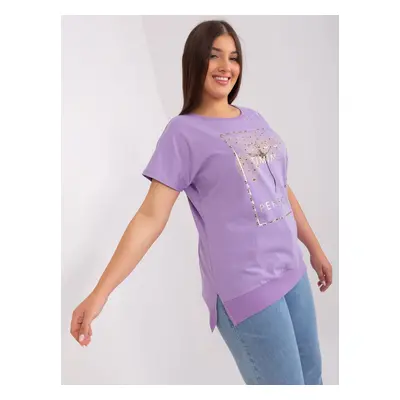 Light purple blouse plus size with trim