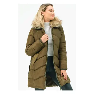 Z6767 DEWBERRY WOMEN'S COAT-KHAKI