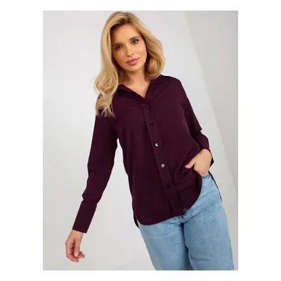 Dark purple women's classic shirt with collar