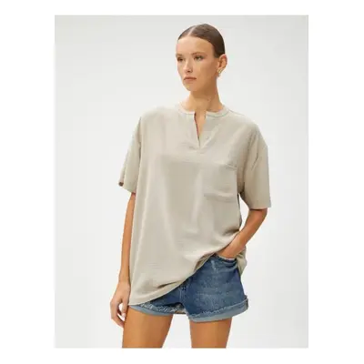 Koton Short Sleeve Blouse With Pocket Grand Collar