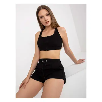 Black striped striped cotton crop top RUE PARIS