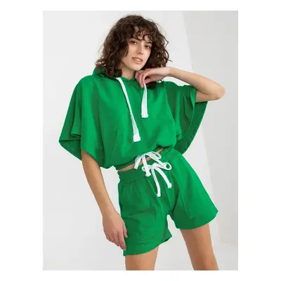 Green summer basic tracksuit with short sweatshirt