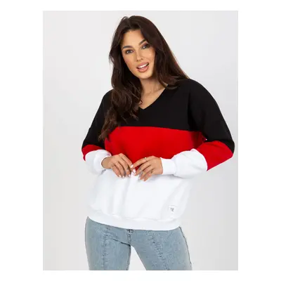 Basic white and red sweatshirt with a neckline