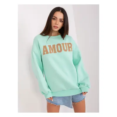 Mint hoodie with round neckline