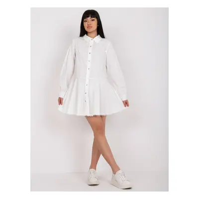 White long-sleeved shirt dress