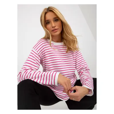 White and light purple classic striped sweater from RUE PARIS