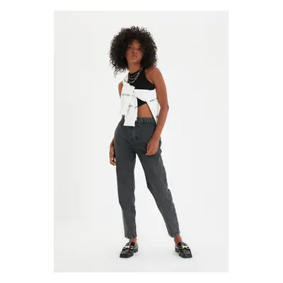 Trendyol Anthracite Pocket Részletes High Waist Mom Jeans