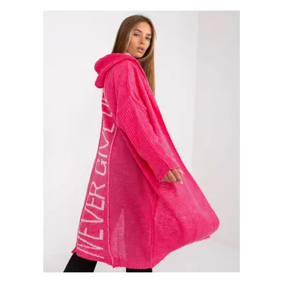 Fluo pink loose cardigan with OH BELLA inscription on the back