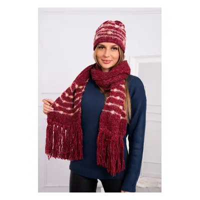 Women's set with scarf Anika K304 burgundy