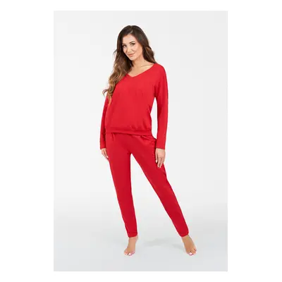 Karina women's tracksuit with long sleeves, long pants - red