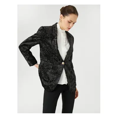 Koton Melis Ağazat X - Shimmering Velvet Blazer Jacket