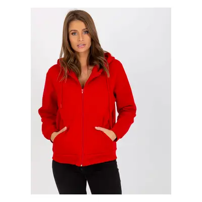 RUE PARIS red basic zippered hoodie