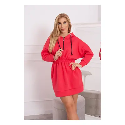 Insulated dress with a hood raspberry