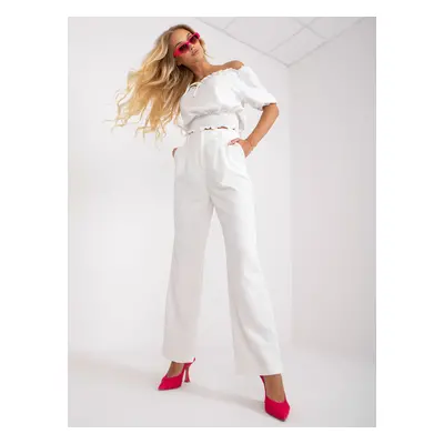 White fabric trousers with wide legs from RUE PARIS