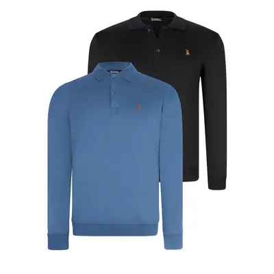 DOUBLE SET V4007 DEWBERRY MEN'S SWEATSHIRT-BLACK-INDIGO