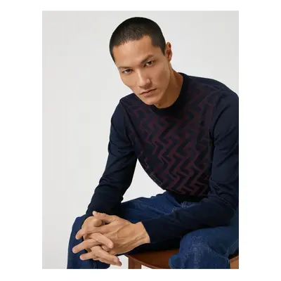 Koton Basic Knitwear Sweater Geometric Patterned Textured Crew Neck