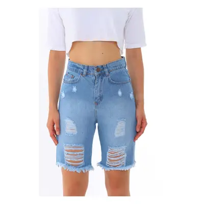 BİKELİFE Blue High Waist Denim shorts