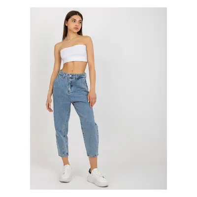 Women's blue jeans with high waist