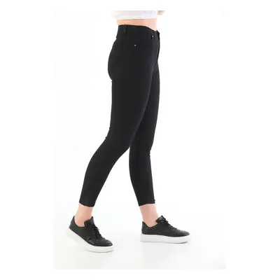 BİKELİFE Black Plus Size High Waist Lycra Gabardine Trousers.