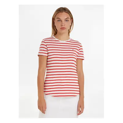 White and Red Women's Striped T-Shirt Tommy Hilfiger - Women