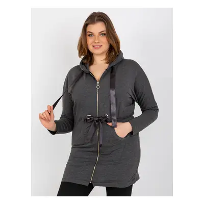 Dark gray long sweatshirt plus size zipper