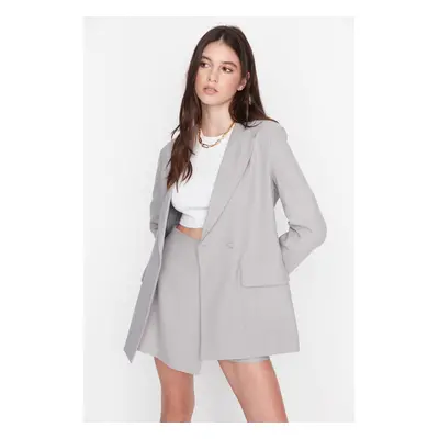 Trendyol Gray Regular Lined Buttoned Woven Blazer Jacket