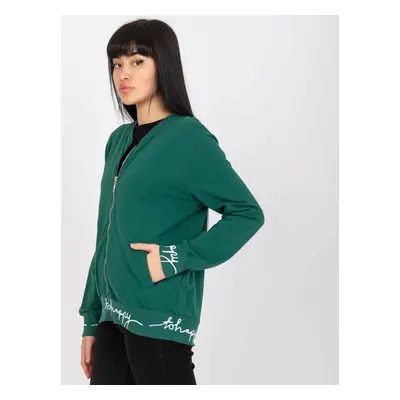 Women's dark green cotton sweatshirt type bomber