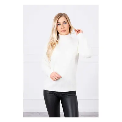 High-neckline ecru sweater