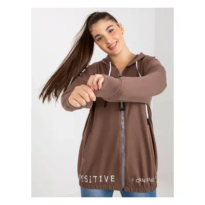 Plus size brown zip-up sweatshirt