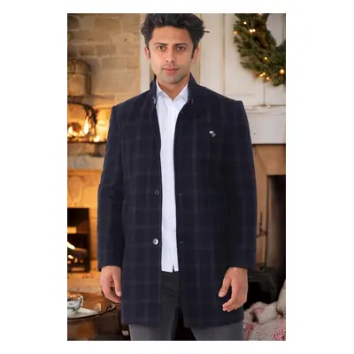 PLT8367 DEWBERRY MEN'S COAT-PATTERNED LIGHT NAVY BLUE