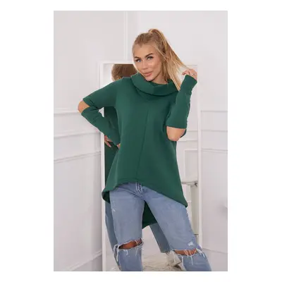 Insulated sweatshirt with longer back dark green