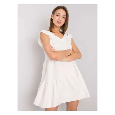 Ecru dress RUE PARIS with ruffles