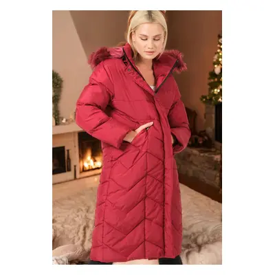 Z6751 DEWBERRY LADIES' COAT-PLAIN BURGUNDY