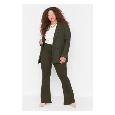 Trendyol Curve Khaki Rise Waist Flare Knitted Trousers