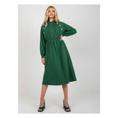 Dark green flared hoodie dress