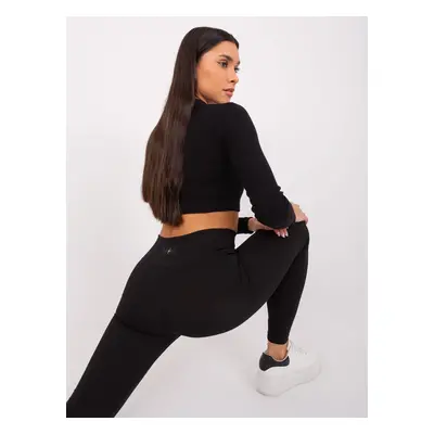 Black basic striped sports leggings