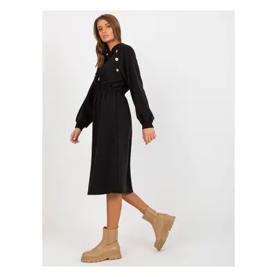 Black flowing hoodie dress