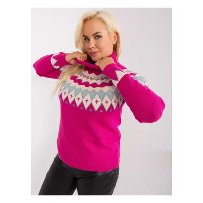 Plus size fuchsia women's turtleneck