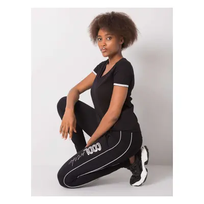 Black women's sweatpants with appliqué