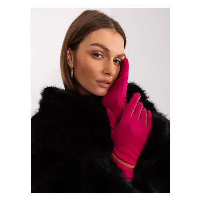 Fuchsia touch gloves with decorative strap