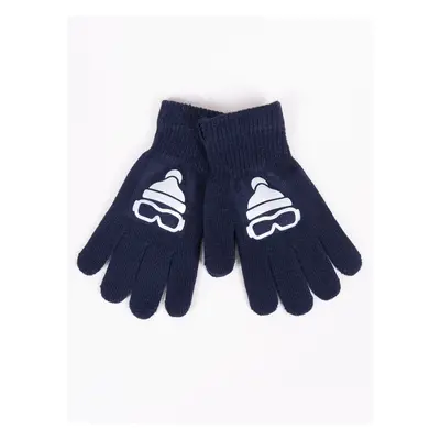 Yoclub Kids's Boys' Five-Finger Gloves With Reflector RED-0237C-AA50-006 Navy Blue