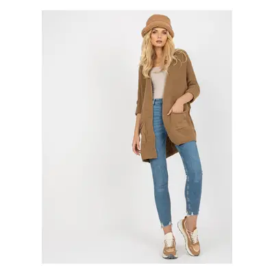 Camel loose cardigan with pockets RUE PARIS