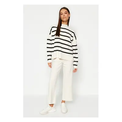 Trendyol Ecru Striped Knitwear Trousers Bottom-Top Set