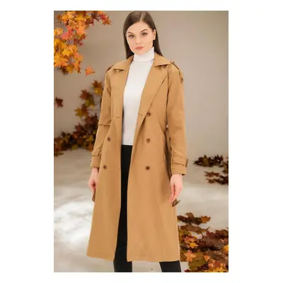 Z6737 DEWBERRY WOMEN'S TRENCH COAT-FLAT CAMEL