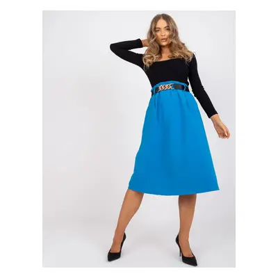 Light blue A-line midi skirt