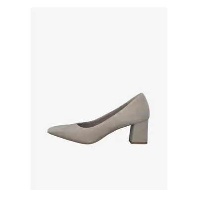 Beige Women's Suede Pumps with Low Heel Tamaris - Ladies