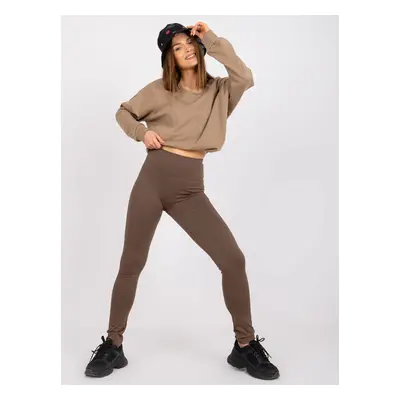 Basic brown plain leggings for everyday wear