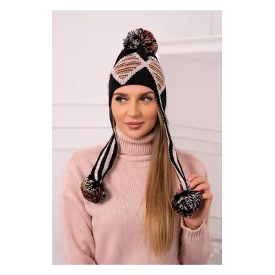 Ladies Long Ear Cap Eunika K322 black+beige