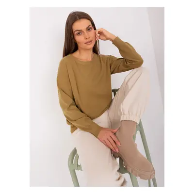 Women's olive green classic sweater with cotton